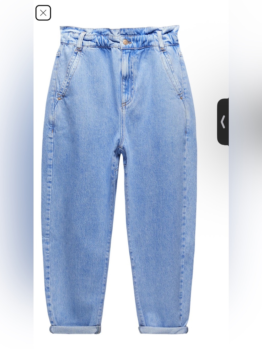 ZaraHigh-Rise Light Blue Paperbag Jeans for Women